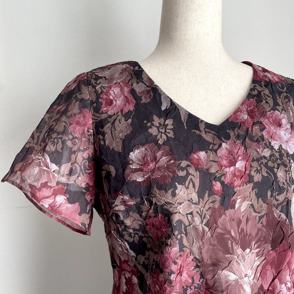 90s VTG Fairy Grunge Whimsigoth 2-pc Maxi Skirt Set 8 Pink Floral Asymmetric - Picture 4 of 16